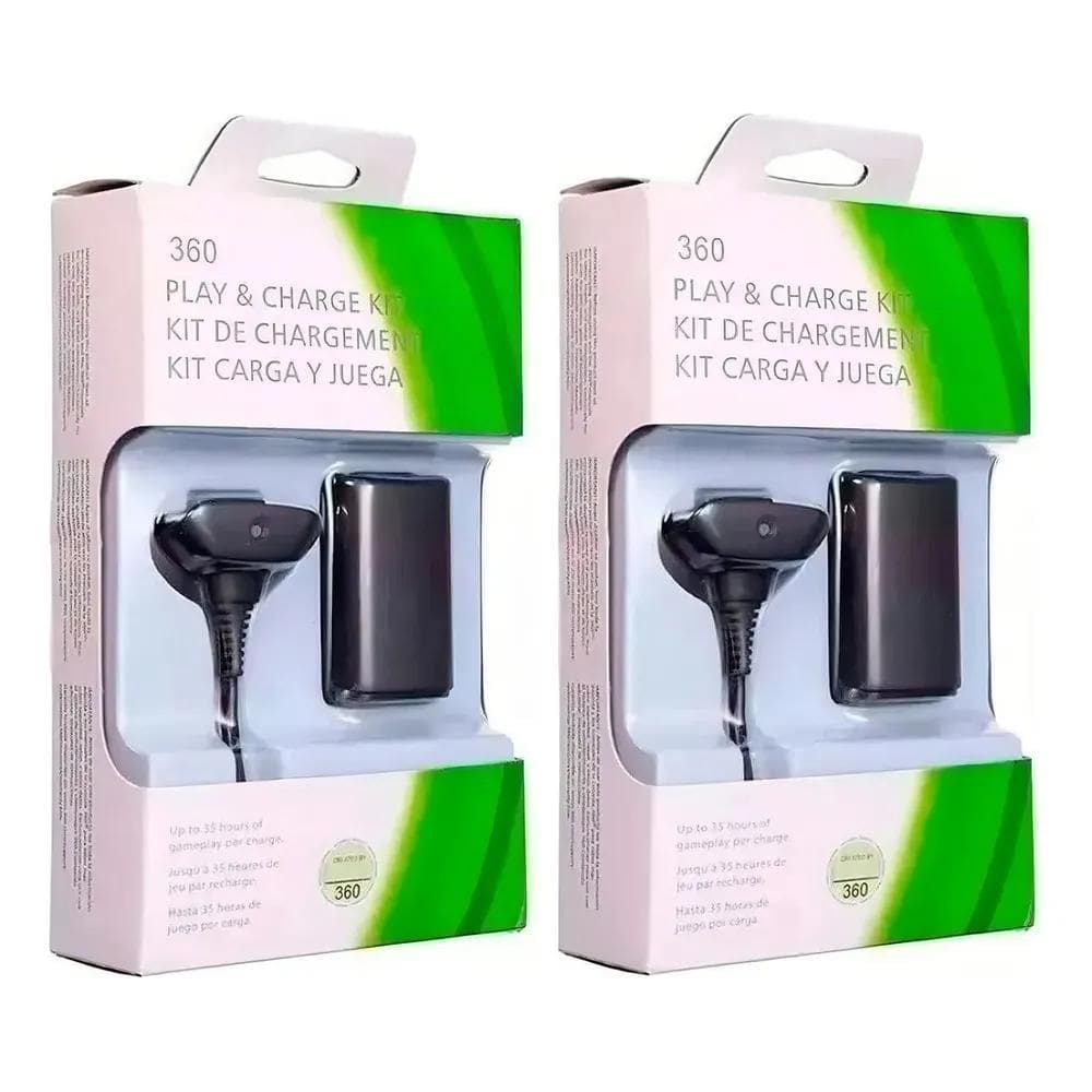 2X Kit 2 Baterias Recarregável Compatível Xbox 360 + Cabo Su