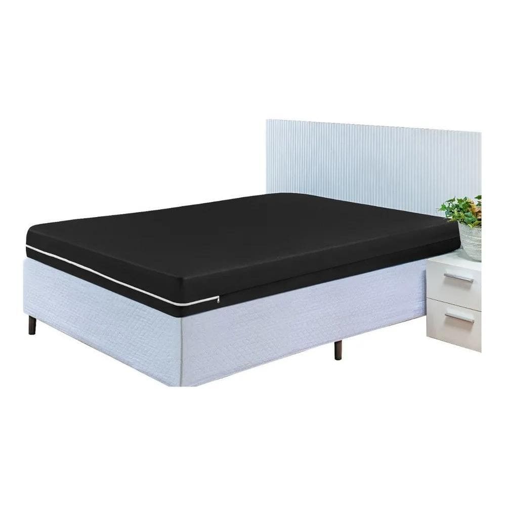 2X Capa De Colchão Com Zíper Malha Gel Solteiro Cor Preto