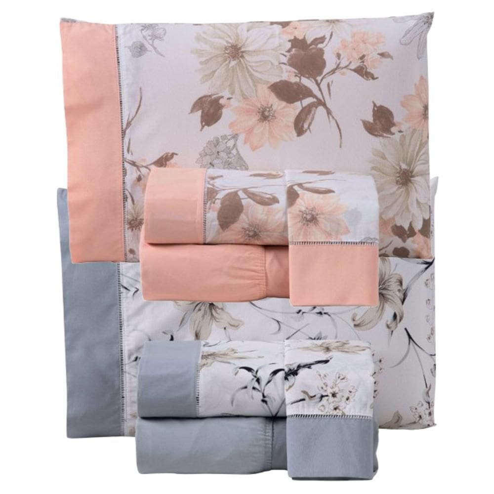 Combo 2 Jogo Cama Lençol Casal California 4 Peças Salmão