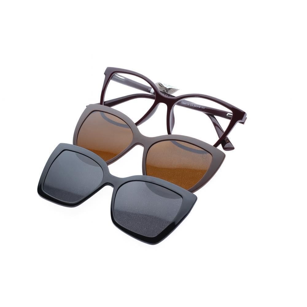 Armação Elegatto Clip On Retangular 3 Em 1