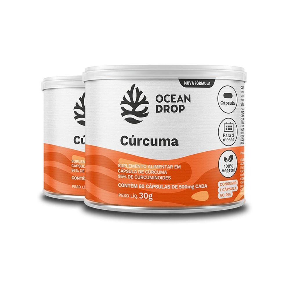 Kit 2 Cúrcuma Ocean Drop Vegana 60 Cápsulas