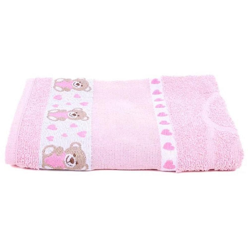 Toalha Banho Infantil Pets Baby 75X110 Ponto Cruz Rosa