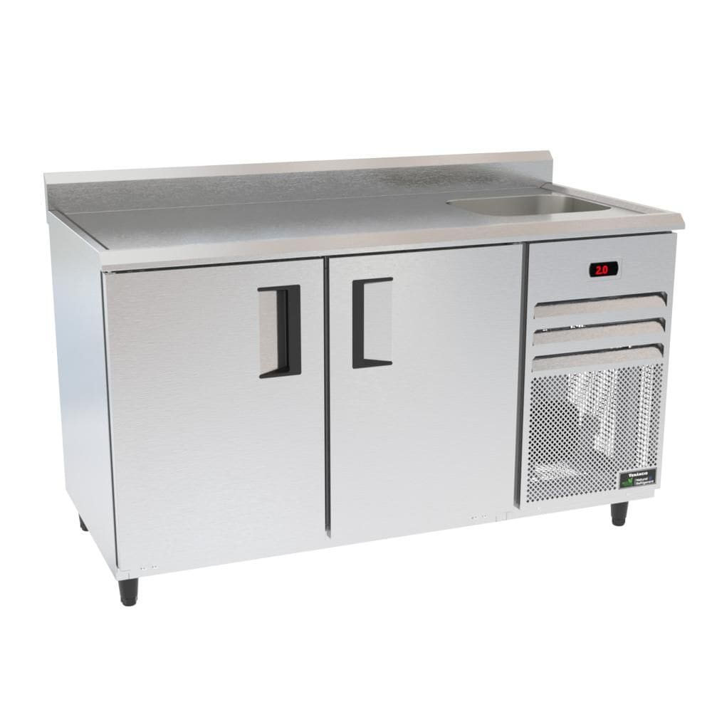 Balcão Refrigerados Venâncio 150cm Exterior Inox Interior Aluzinco Borda Espelhada com Cuba 220V VCFRH15-39374
