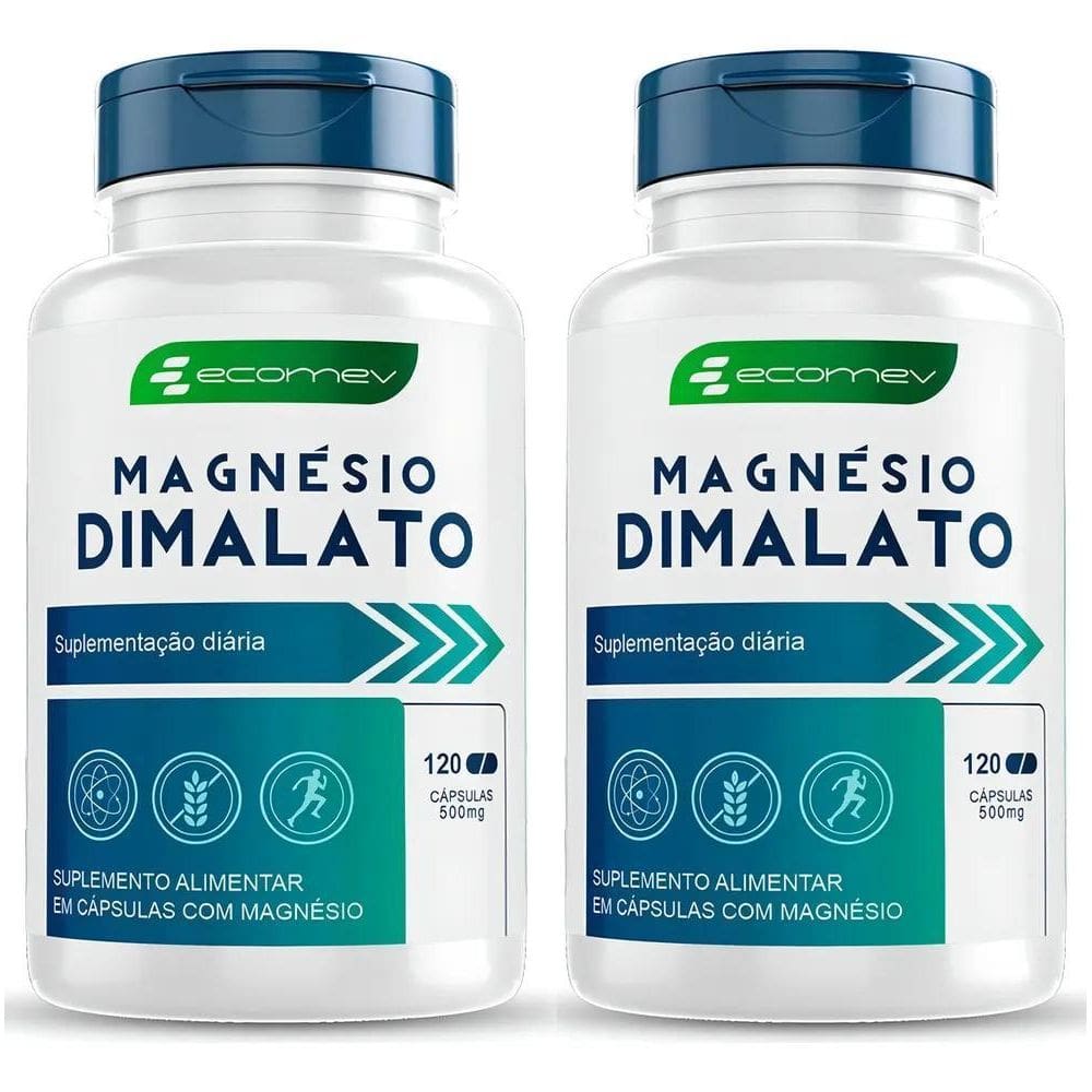 2X Kit 2 Suplemento Em Cápsulas Magnesio Dimalato 500Mg Puro