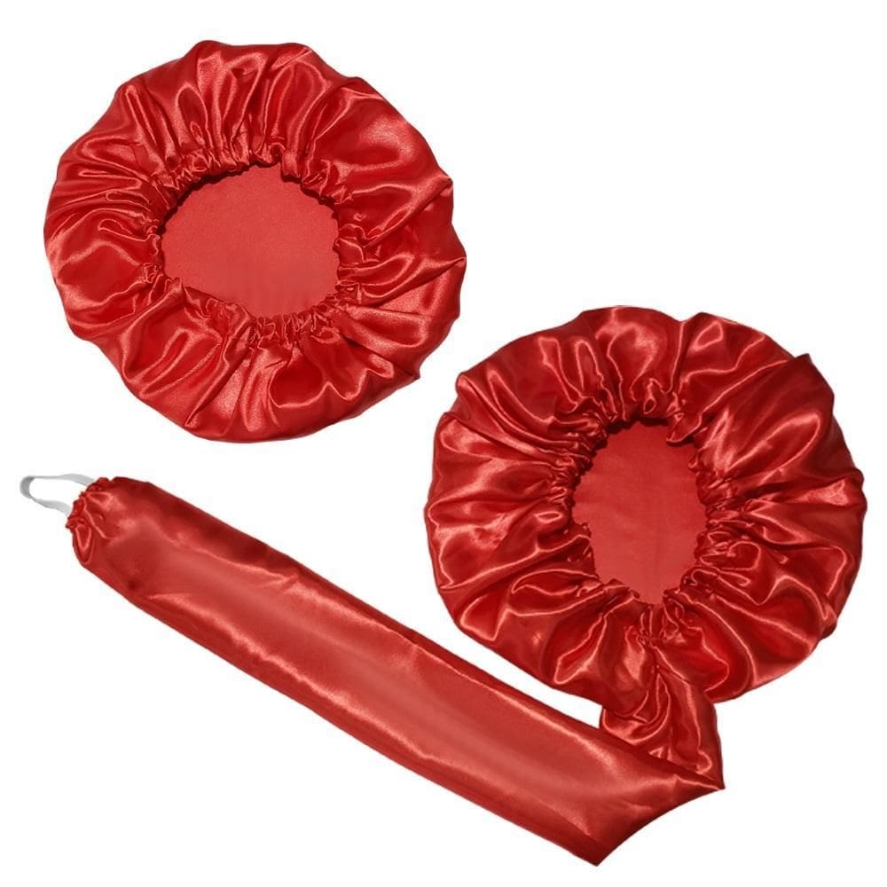 Kit 1 Touca Difusora + 1 Touca Cetim Seda Antifrizz Vermelha