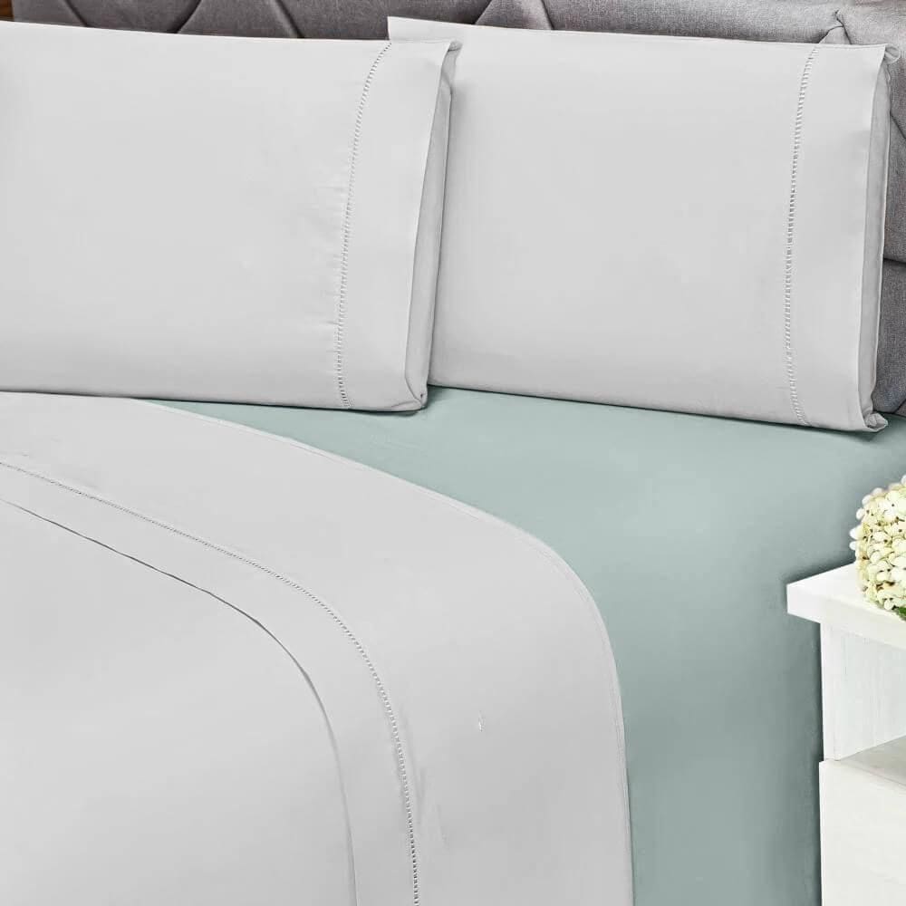 Lençol Solteiro King Elástico 180 Fios Premier Andreza Verde