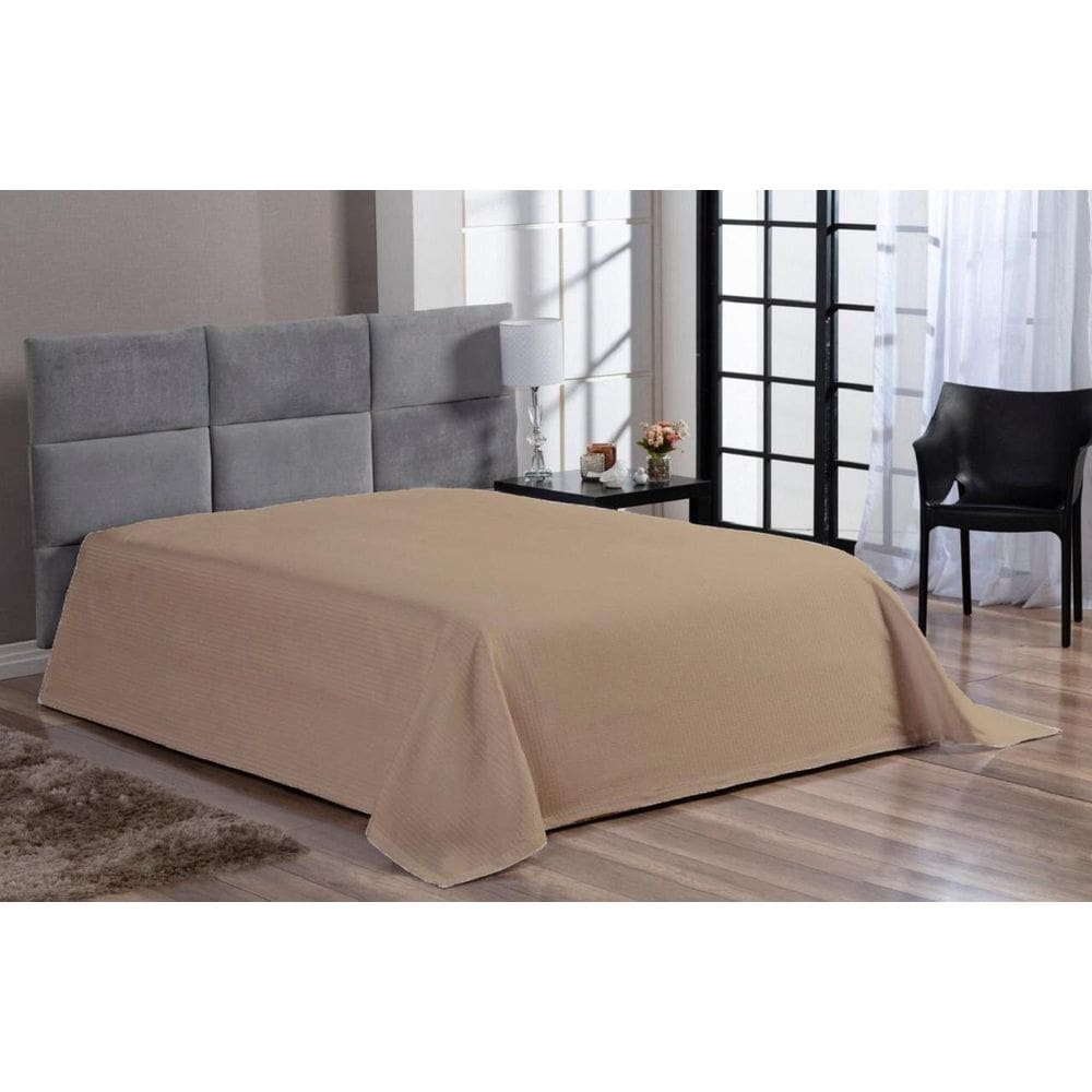 Cobre Leito Colcha Cama King Piquet Bege Algodão Hotel