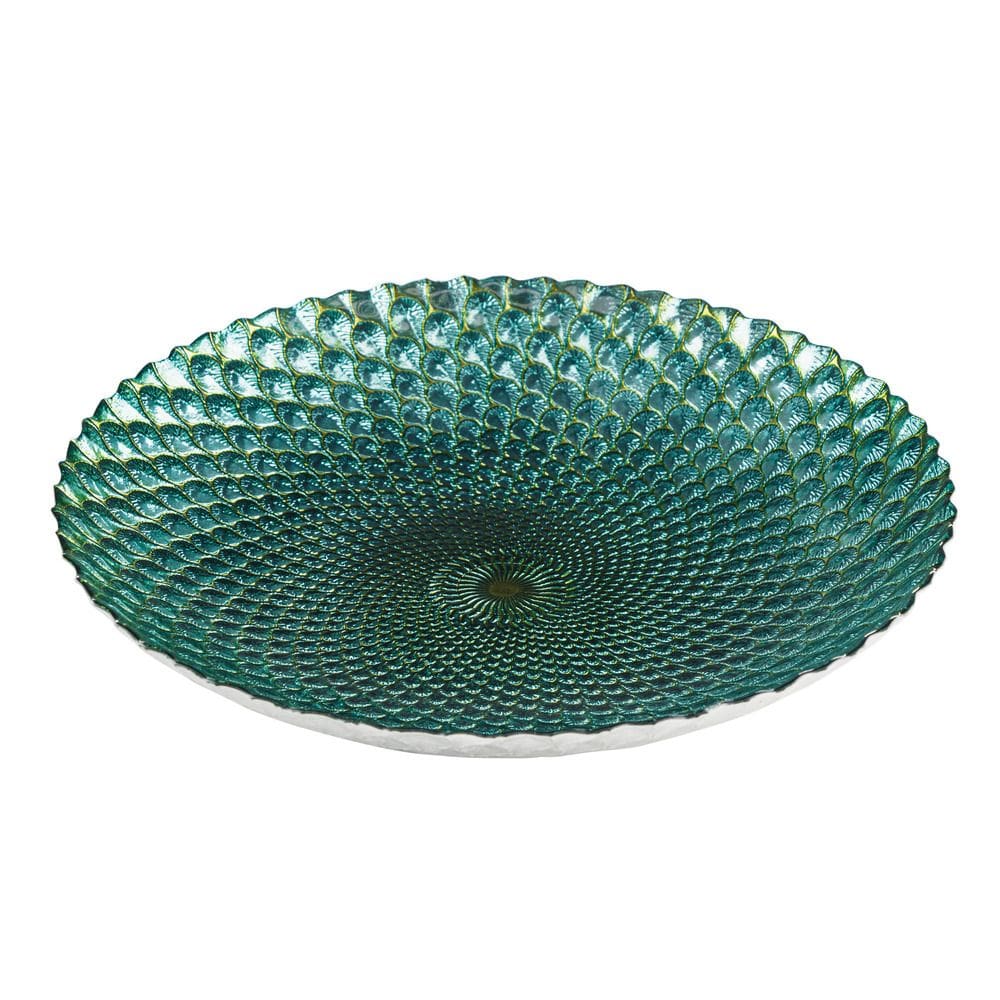 Centro de Mesa Decorativo de Vidro Stambul Verde C/Dourado 40x7cm Wolff