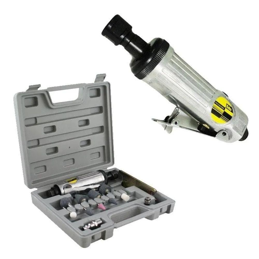 2X Mini Retífica E Esmeril Pneumático 8Nj Com Maleta E Kit Ed