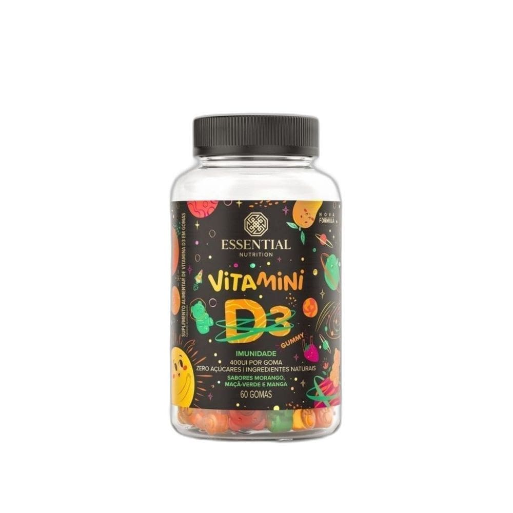 Vit D3 400Ui  60 Gomas  - Sabor: Morango, Maçã-Verde E Manga