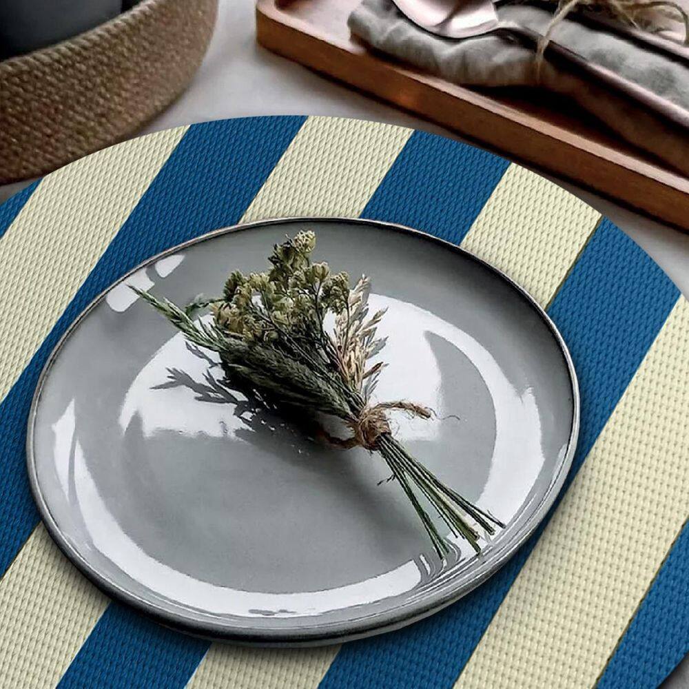 10 Jogo Americano Navy Alto Padrão Impermeável Redondo Bg Az