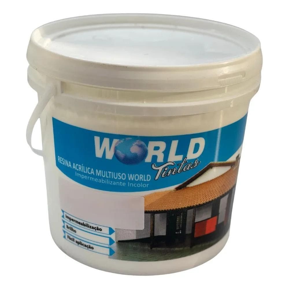 2X Resina World Tintas Acrilica Brilhante Base Agua Incolor