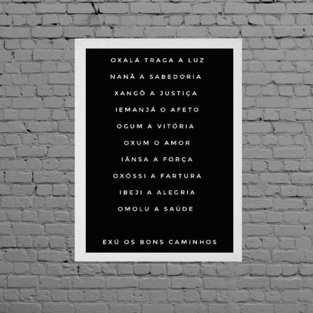 Quadro Candomblé Nomes Orixás 33X24Cm - Com Vidro