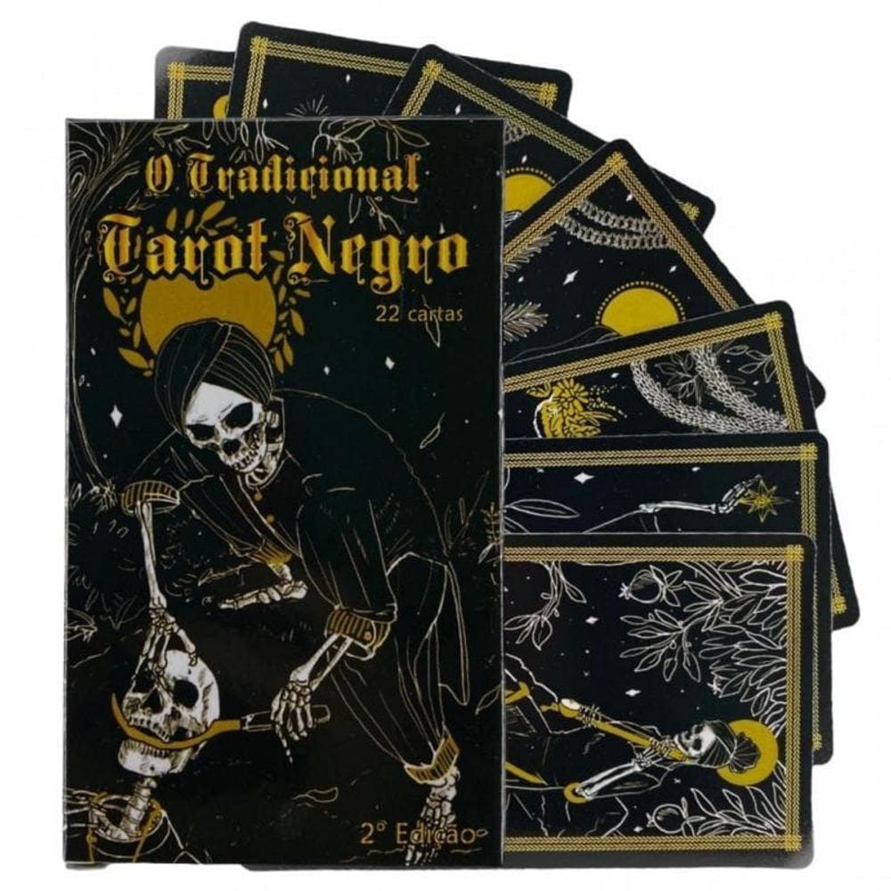 Baralho Taro Negro 22 Cartas Plastificadas + Presente