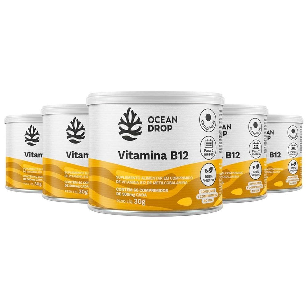 Kit 5 Vitamina B12 Ocean Drop Vegana 60 Comprimidos