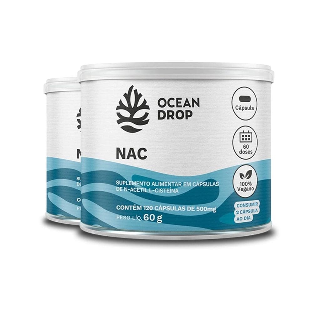 Kit 2 Nac N-Acetil L-Cisteína Ocean Drop Vegano 120 Cápsulas