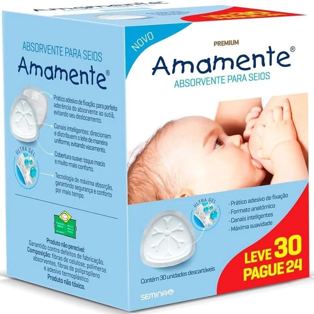 2X Absorvente Seios Amamente Diurno 30Un Premium Anti-Vazame