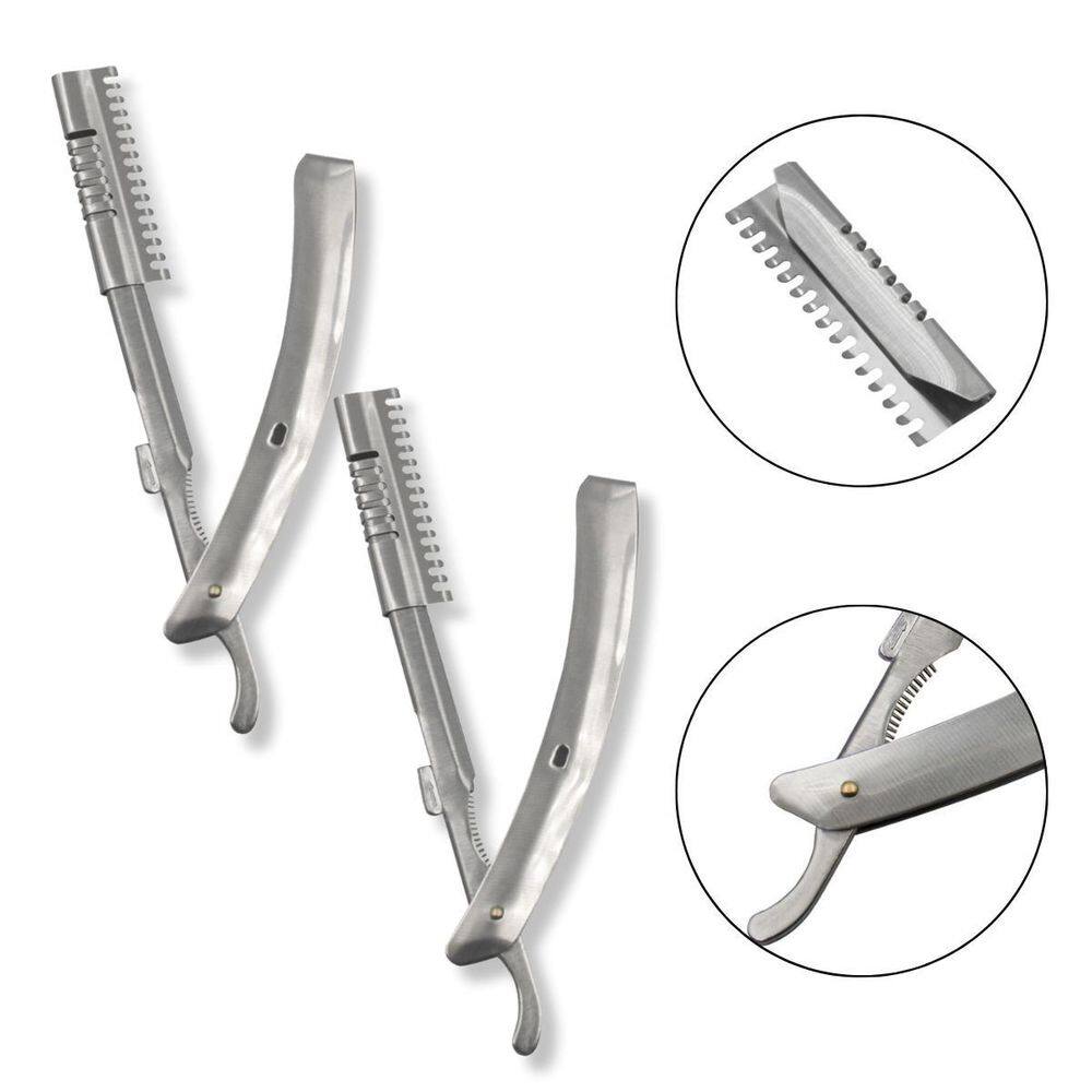 Kit 2 Navalhete Aço Inox Barbearia Barba Cabelo