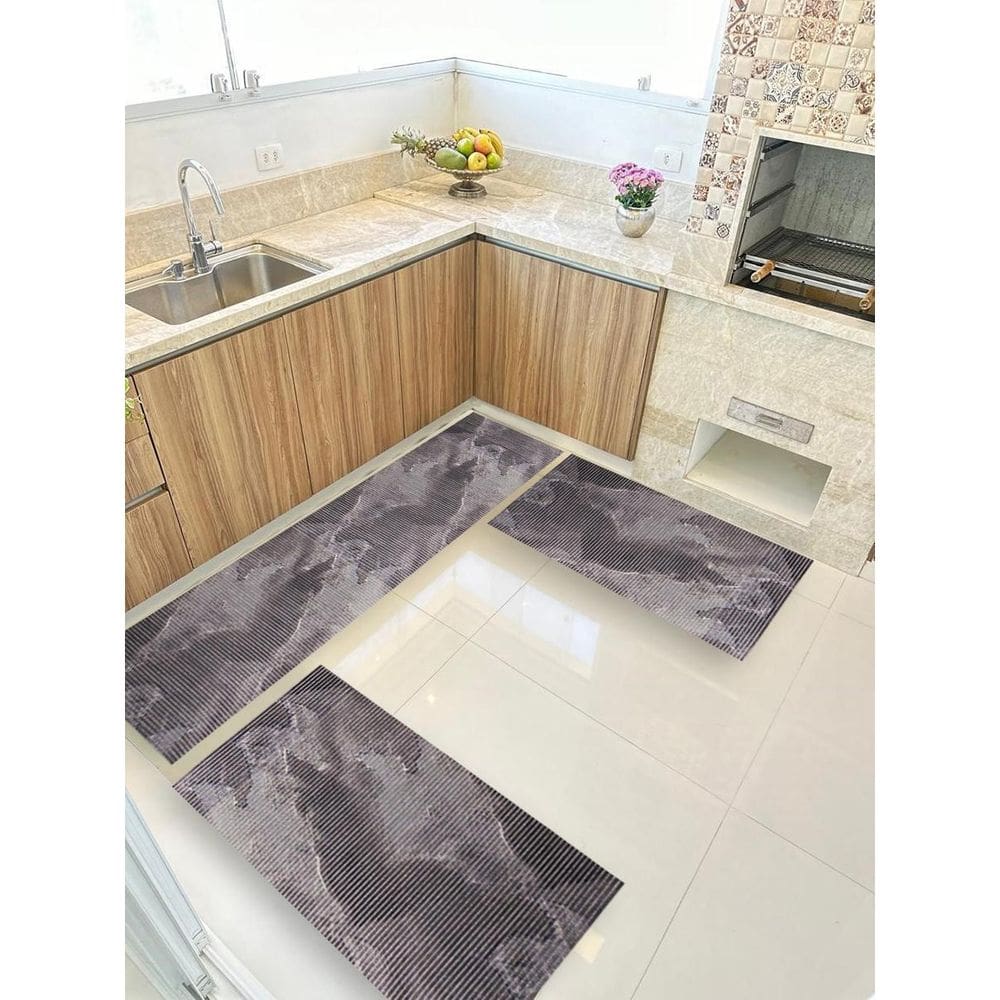 Kit 3 Peças Jogo Cozinha Passadeira Emborrachada Não Derrapa