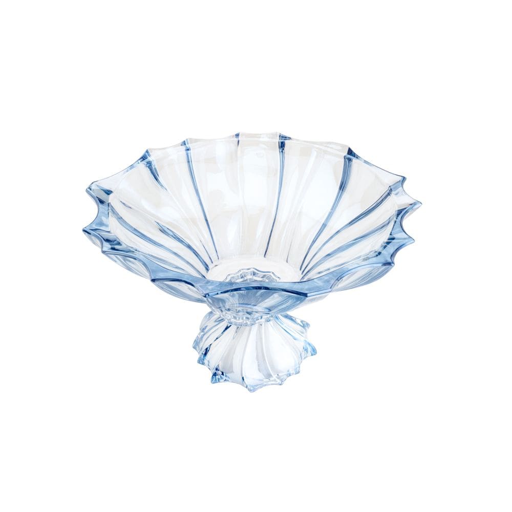 Centro de Mesa Decorativo de Cristal C/Pé Paradise Azul Metalizado 34x20cm Wolff