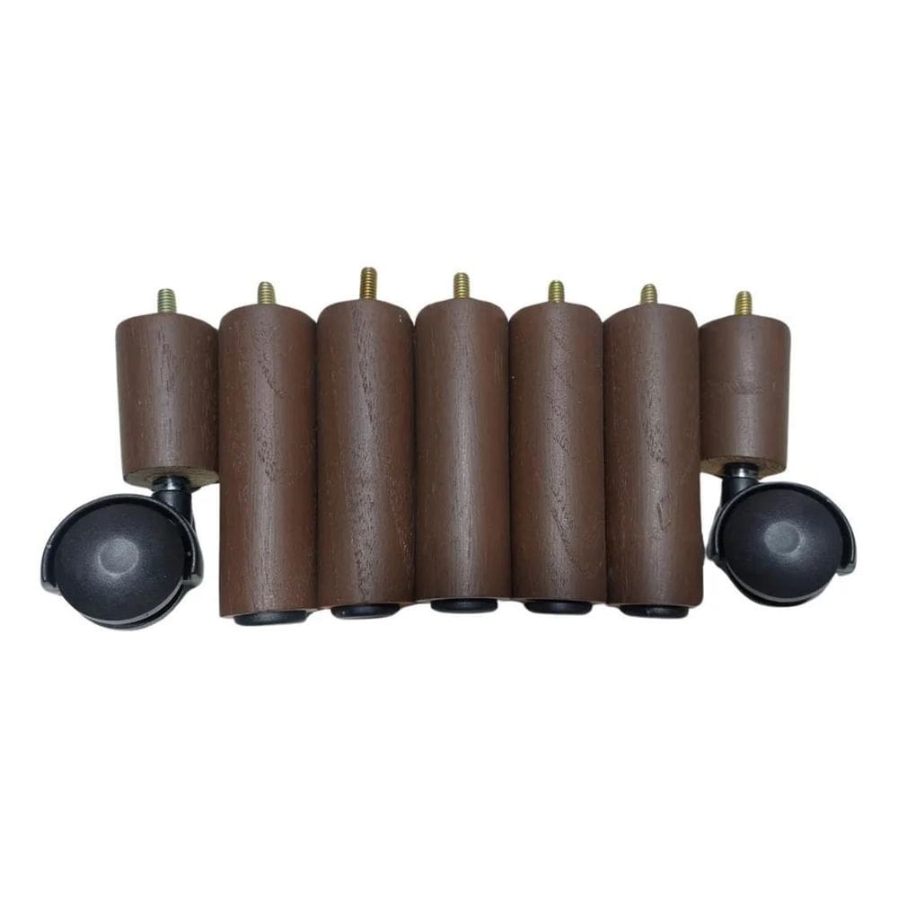 2X Pé Cama Box Casal 7 Peças Pé Madeira Com 7 Buchas