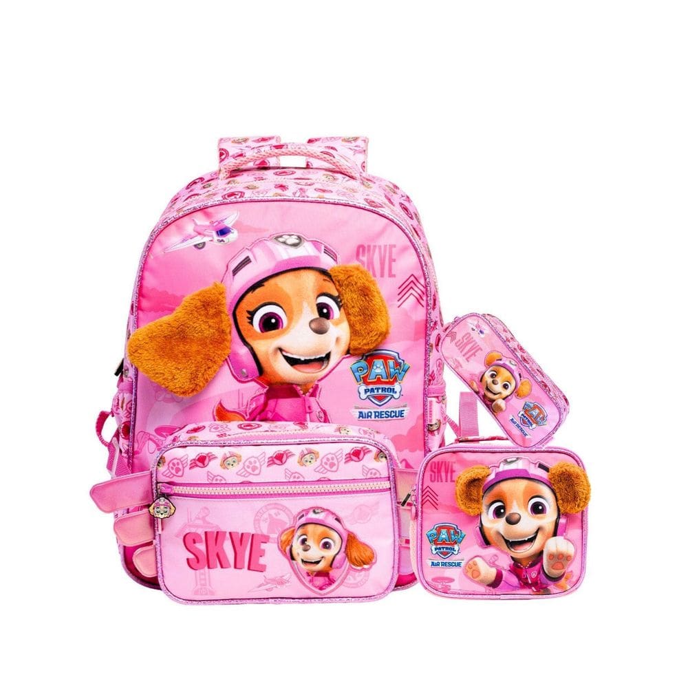 Kit Patrulha Canina Skye Mochila Costas + Lancheira + Estojo