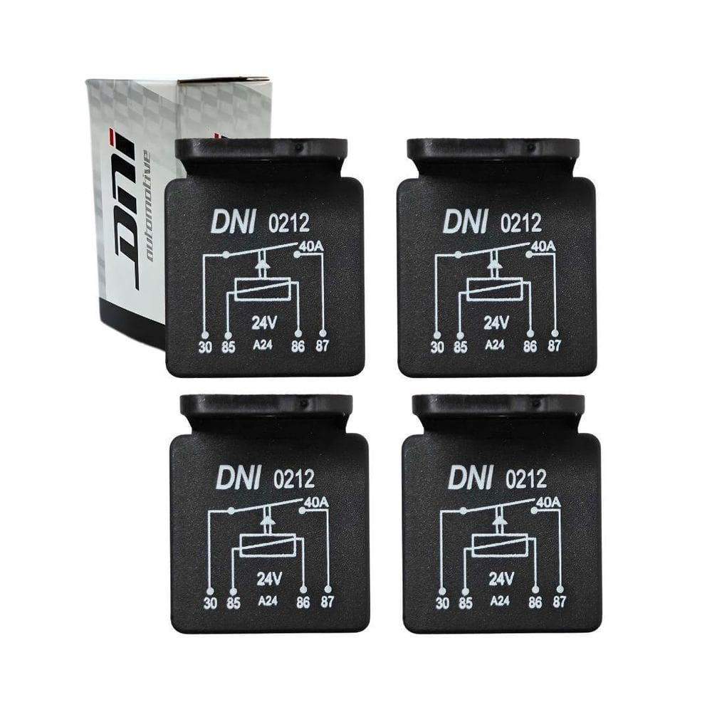 Kit 4 Relé Aux Universal 4 Pinos 40A 24V Com Suporte Dni0212