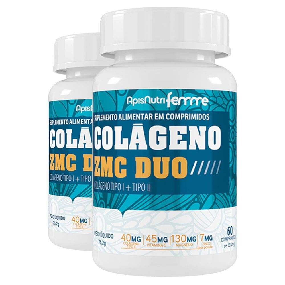 Kit 2 Colágeno Zmc Duo Apisnutri 60 Comprimidos