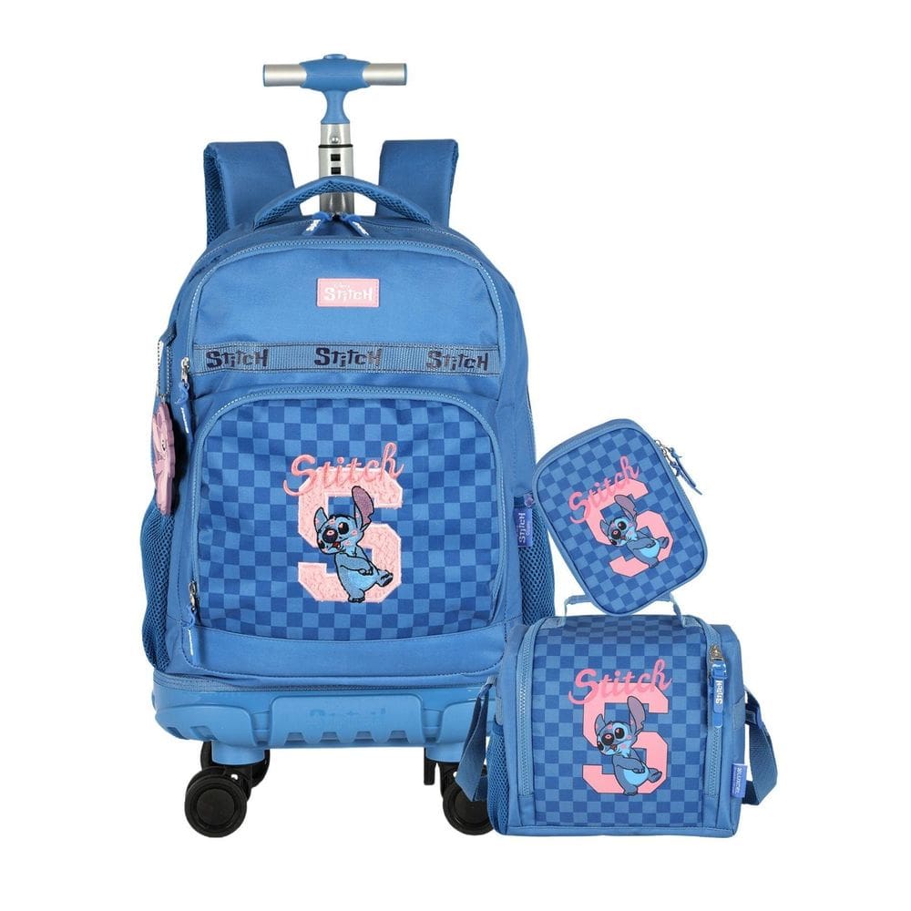 Kit Stitch Mochila Rodas + Lancheira + Estojo Box