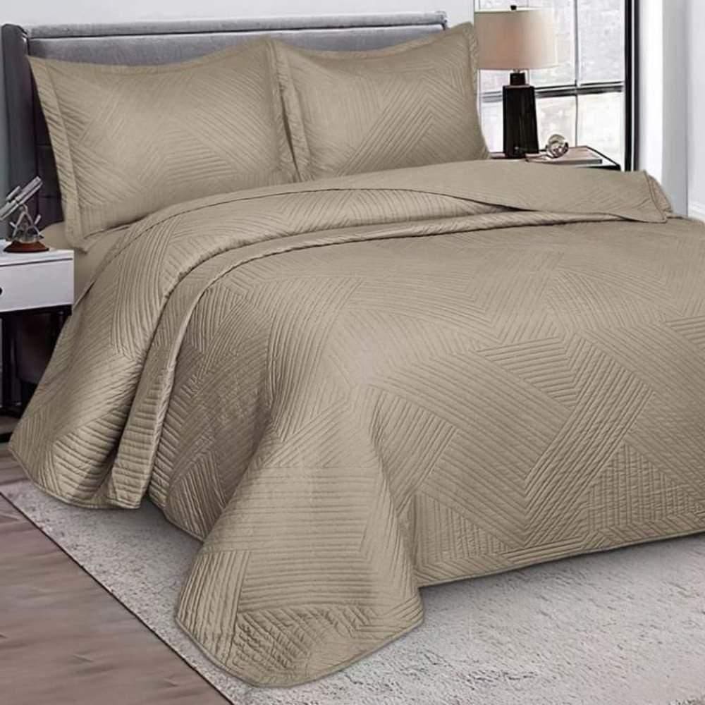 Colcha Virtuos Casal 03 Peças 2,20X2,40 Camesa Bege