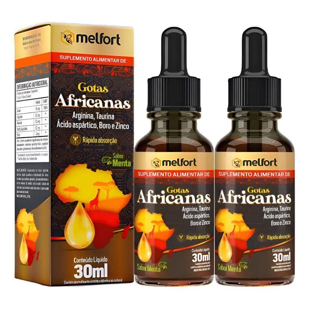 2X 2 Gotas Africanas Com Taurina Aginina Zinco -
