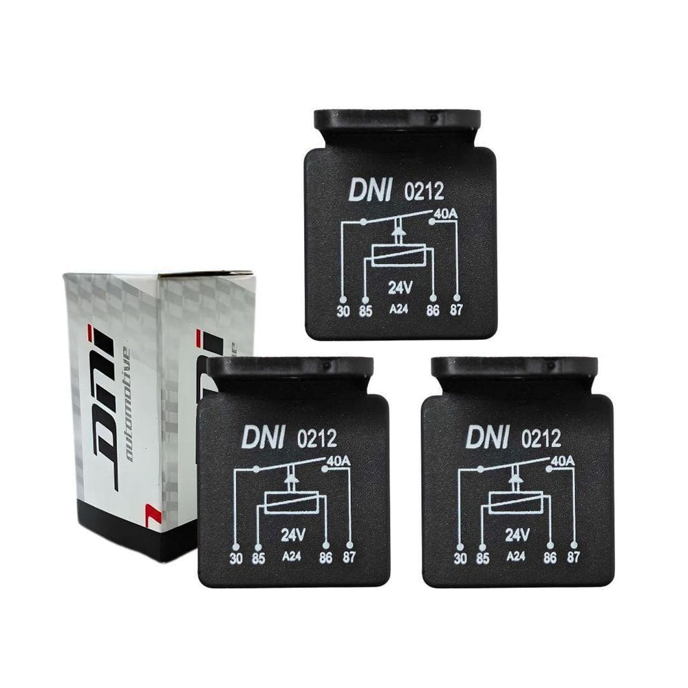 Kit 3 Relé Aux Universal 4 Pinos 40A 24V Com Suporte Dni0212