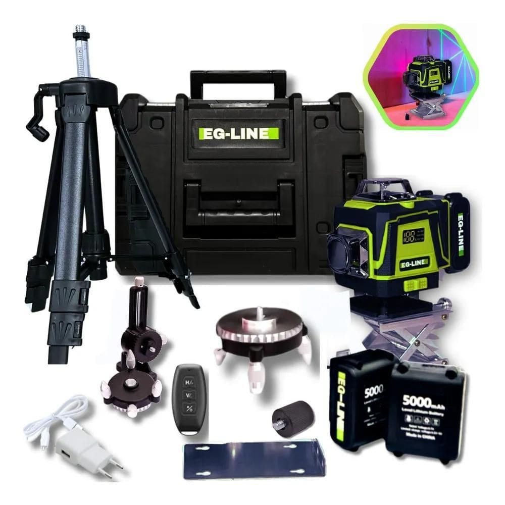 2X Nível Laser 16 Linhas Autonivelante Com Tripé + 2 Bateria