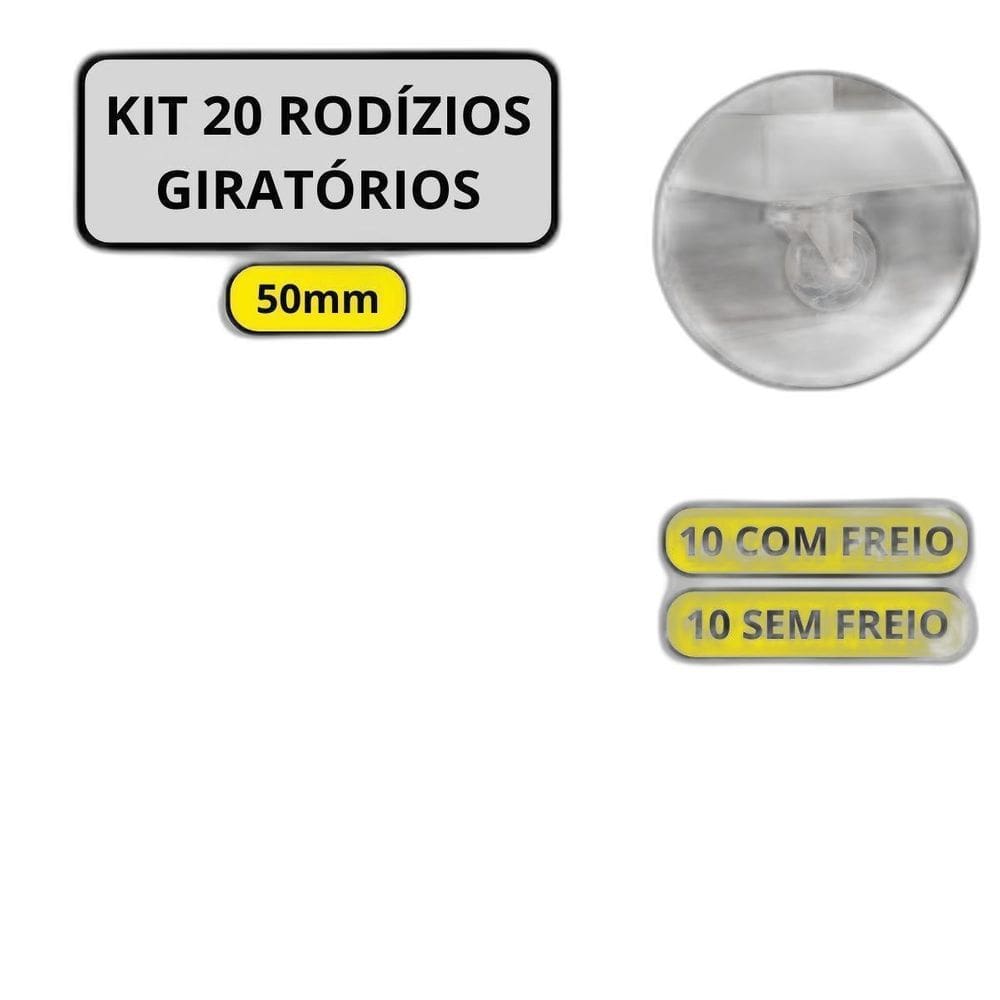 Kit 20 Rodízio Giratório Em Gel Rodinha Silicone Móveis 50Mm