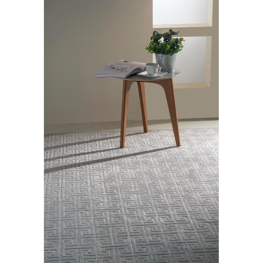 Tapete Sala Cinza Prata 150X200 Viena Grego Fino Como Belga