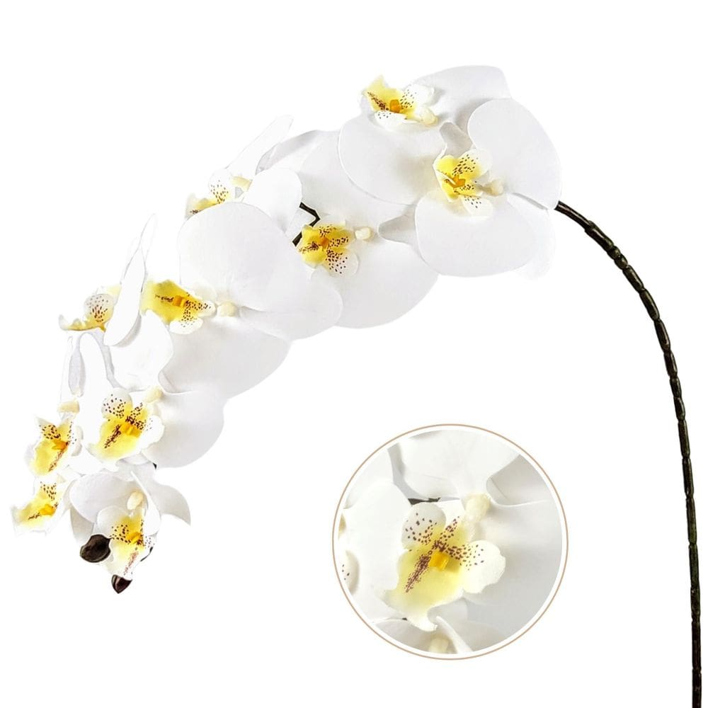 Orquídea Branca Flor Planta Artificial 109Cm Toque Real