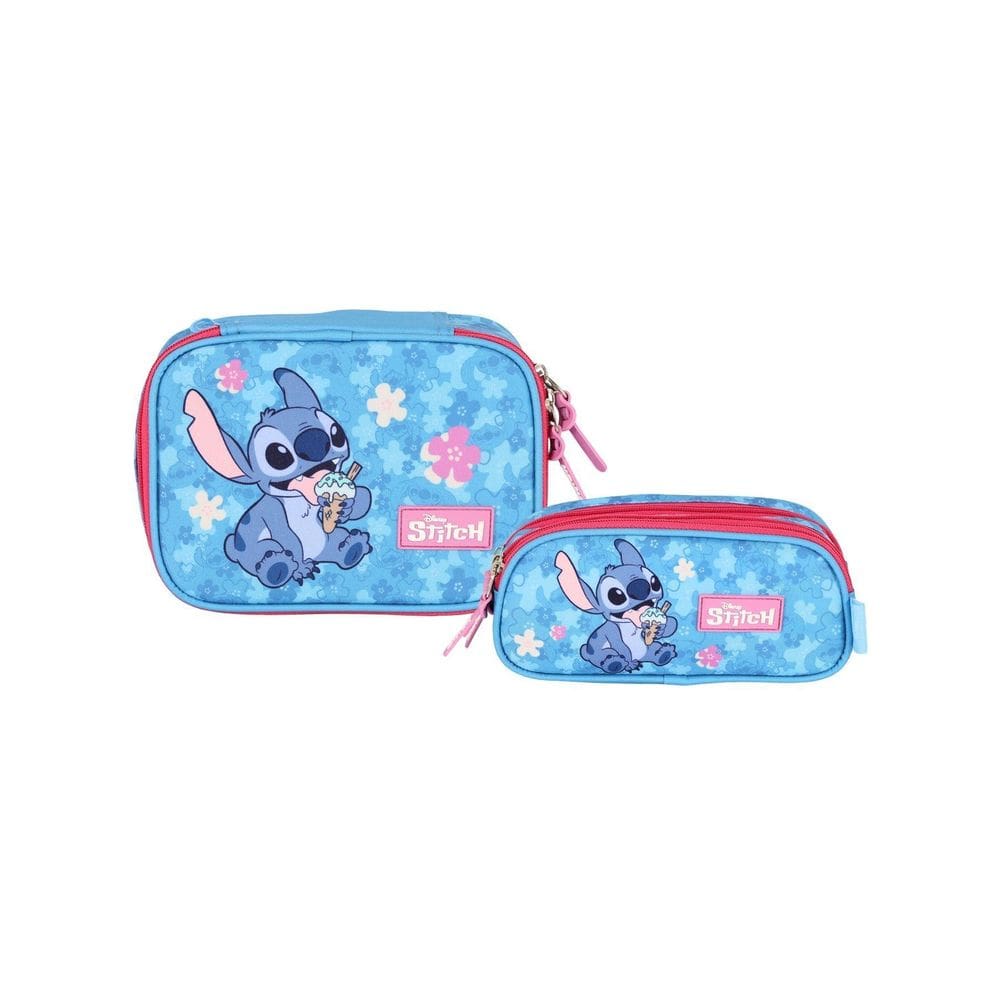 Kit Escolar Lilo Stitch Estojo Box + Estojo Triplo Premium