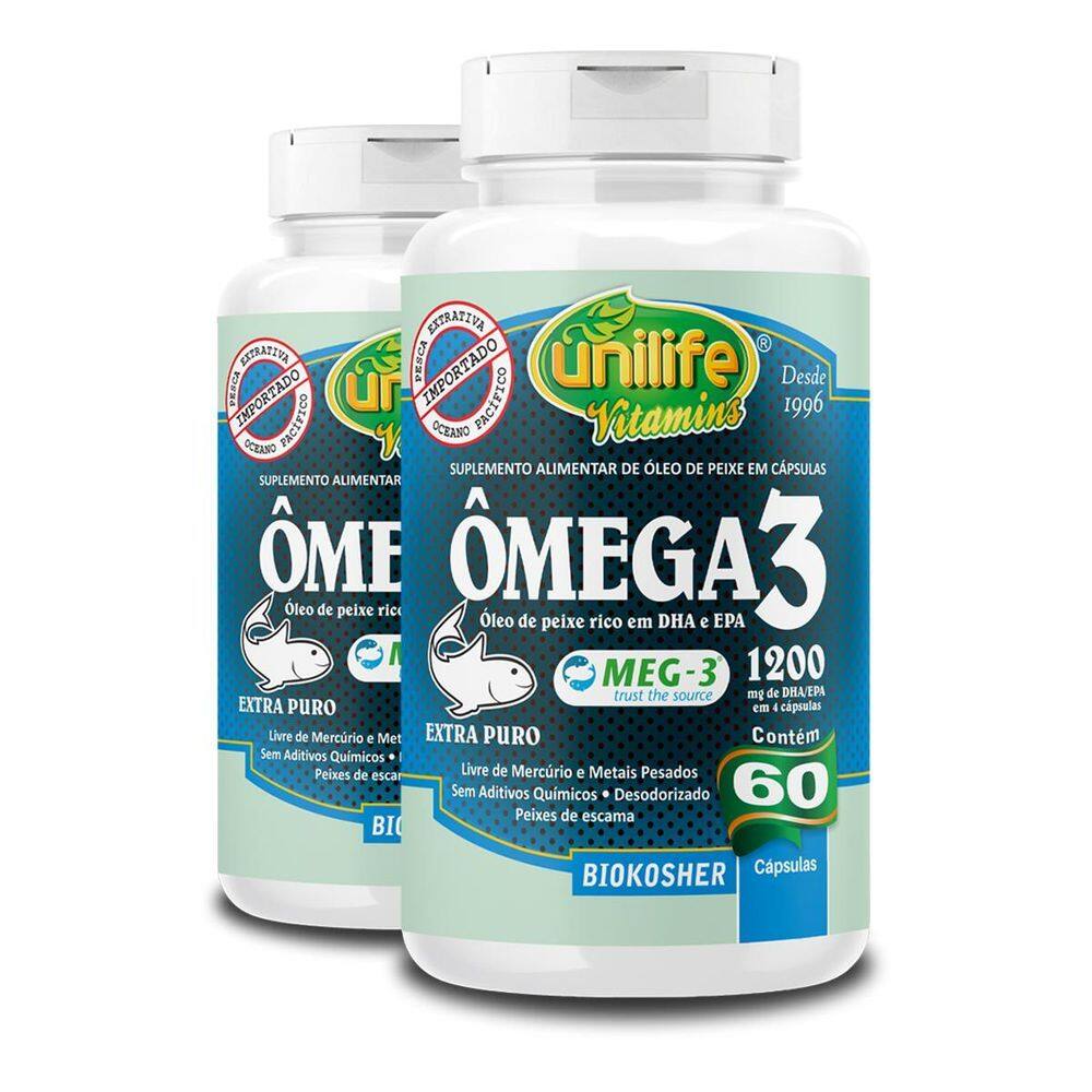 Kit 2 Ômega 3 Óleo De Peixe Unilife 60 Cápsulas 1200Mg
