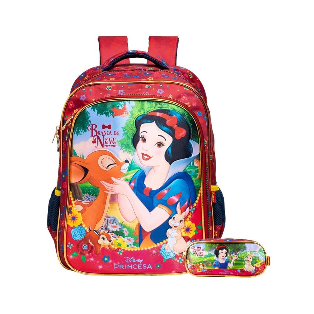 Kit Branca De Neve Luxo Mochila Costas + Estojo Duplo