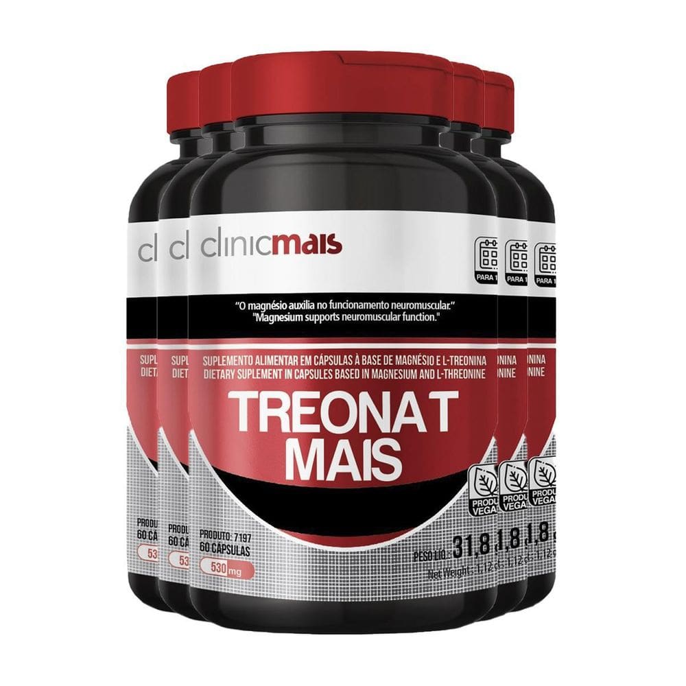 Kit 5 Treonat Mais Vegano 530Mg Clinicmais 60 Cápsulas