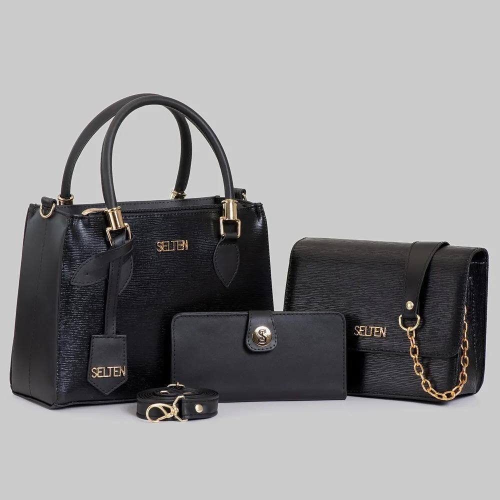 2X Bolsa Pequena Com Bolsa Média Mais Carteira Kit 3 Peças C