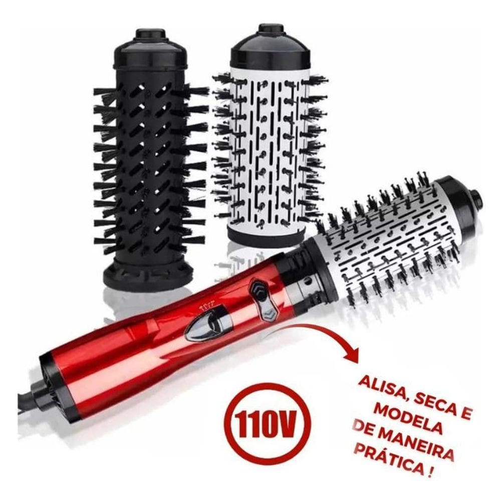 Escova Rotativa 2 Em 1 Seca E Modela 1000W Vermelha 110V