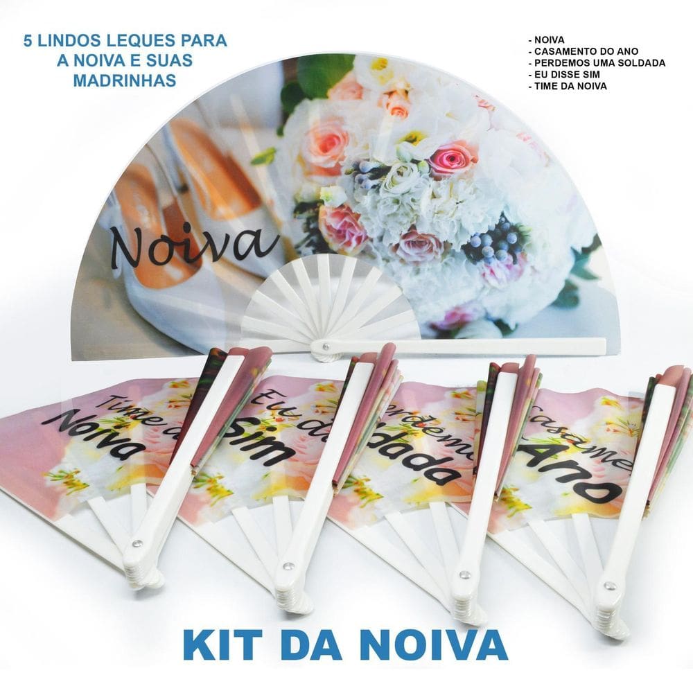 Kit 10 Leques Grande Personalizados Casamento Noiva Noivo