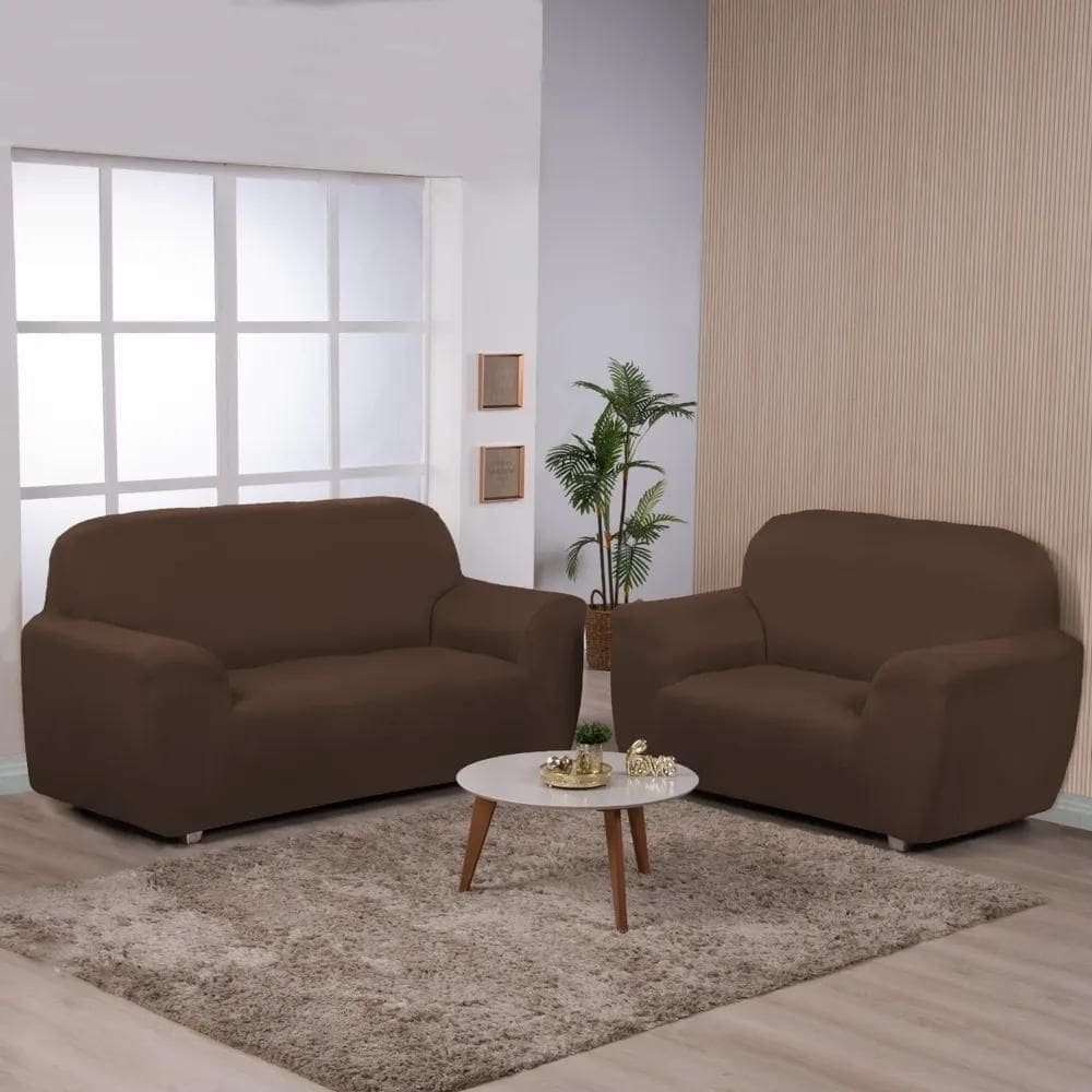 Kit Capa De Sofa 2E3 Lugares Ibitex Malha Lisa Coladinha Cor
