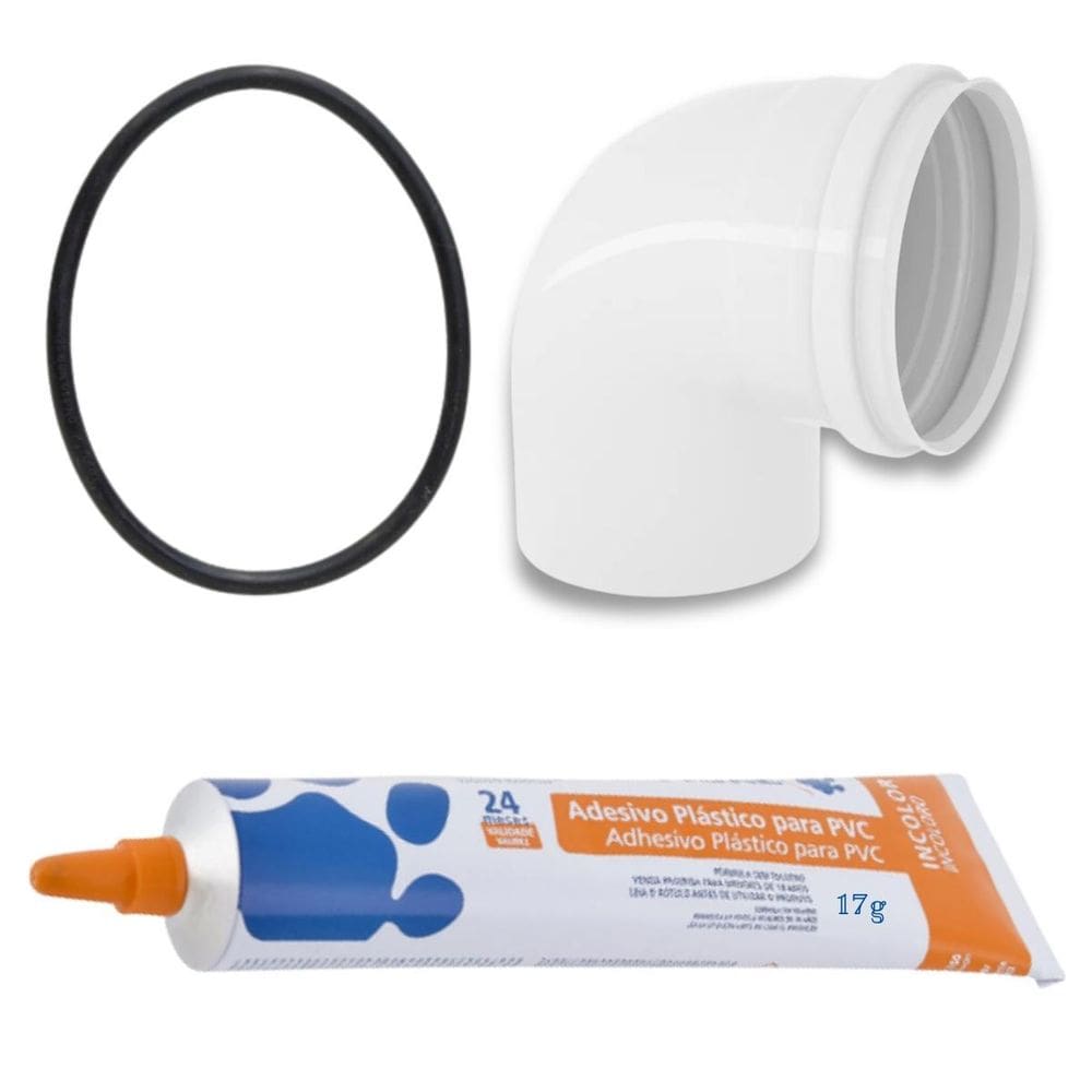 Joelho 90º Esgoto + Anel De Vedação + Adesivo Pvc 17G