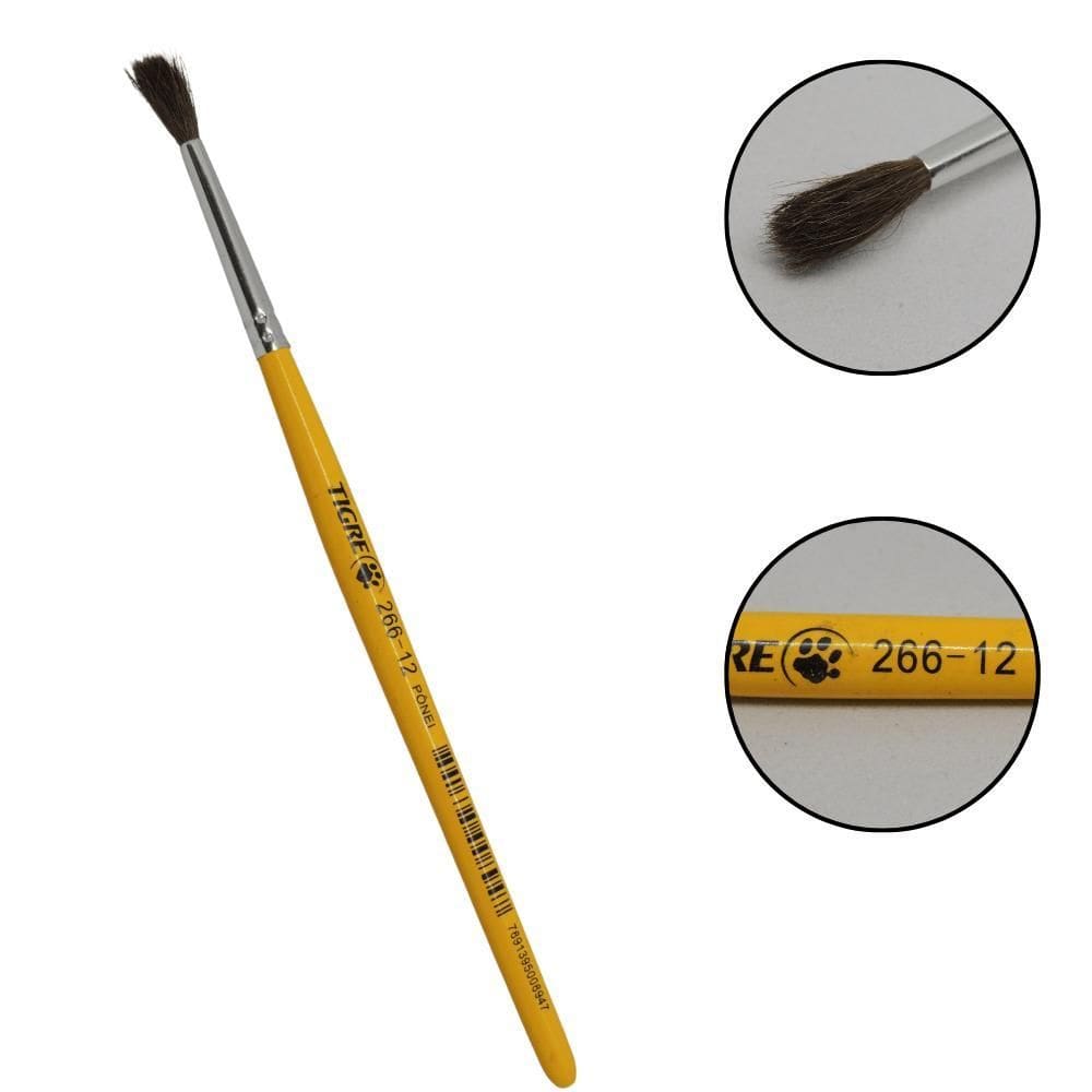 Pincel Para Pintura Desenhos E Detalhes Tigre 266-12 Redondo