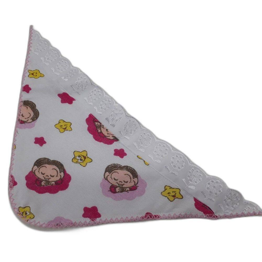 Cueiro Flanelado 80X80 Turma Da Mônica Com Aplique E Crochê.