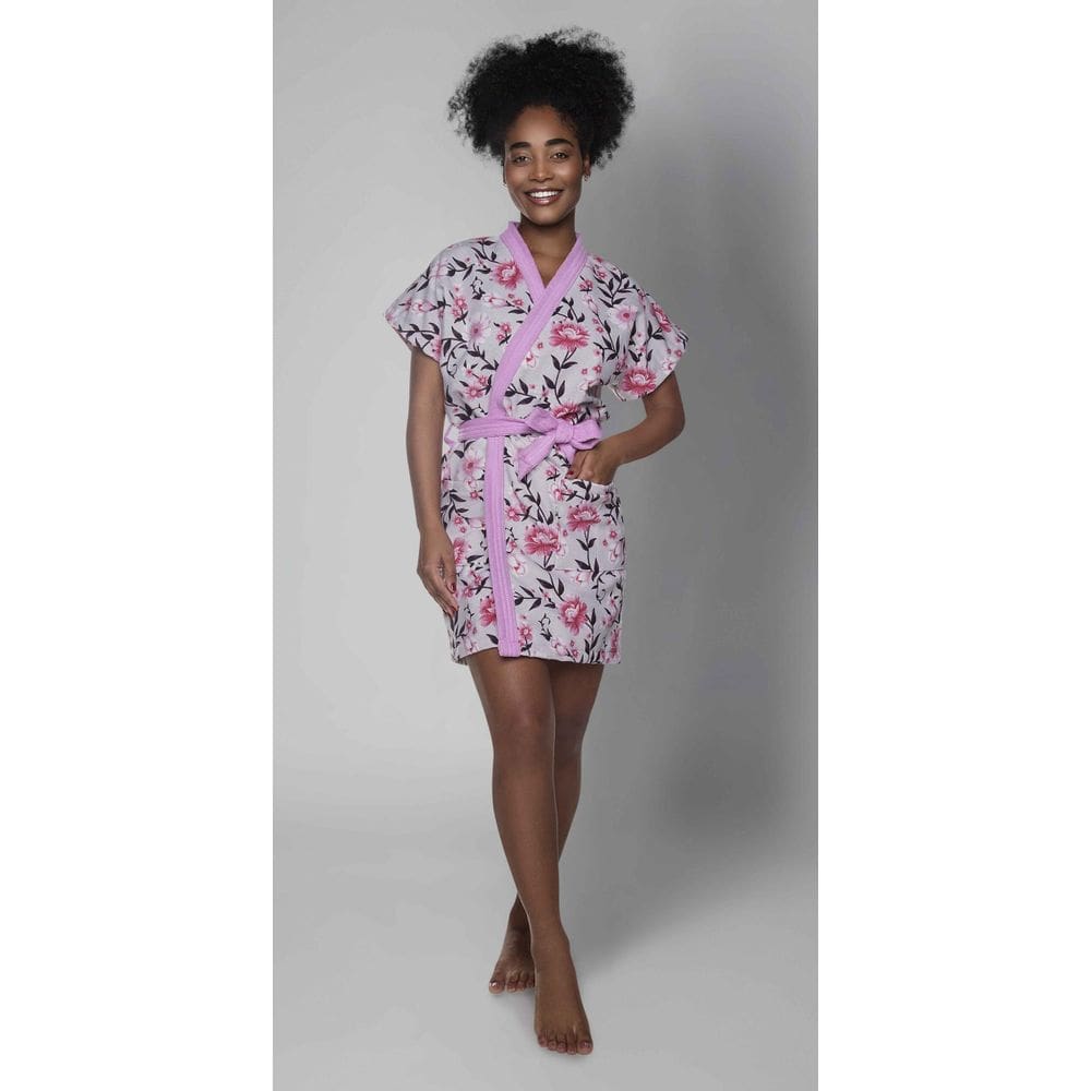 Roupao Aveludado Adulto Curto Estampado Polinesia M Lepper