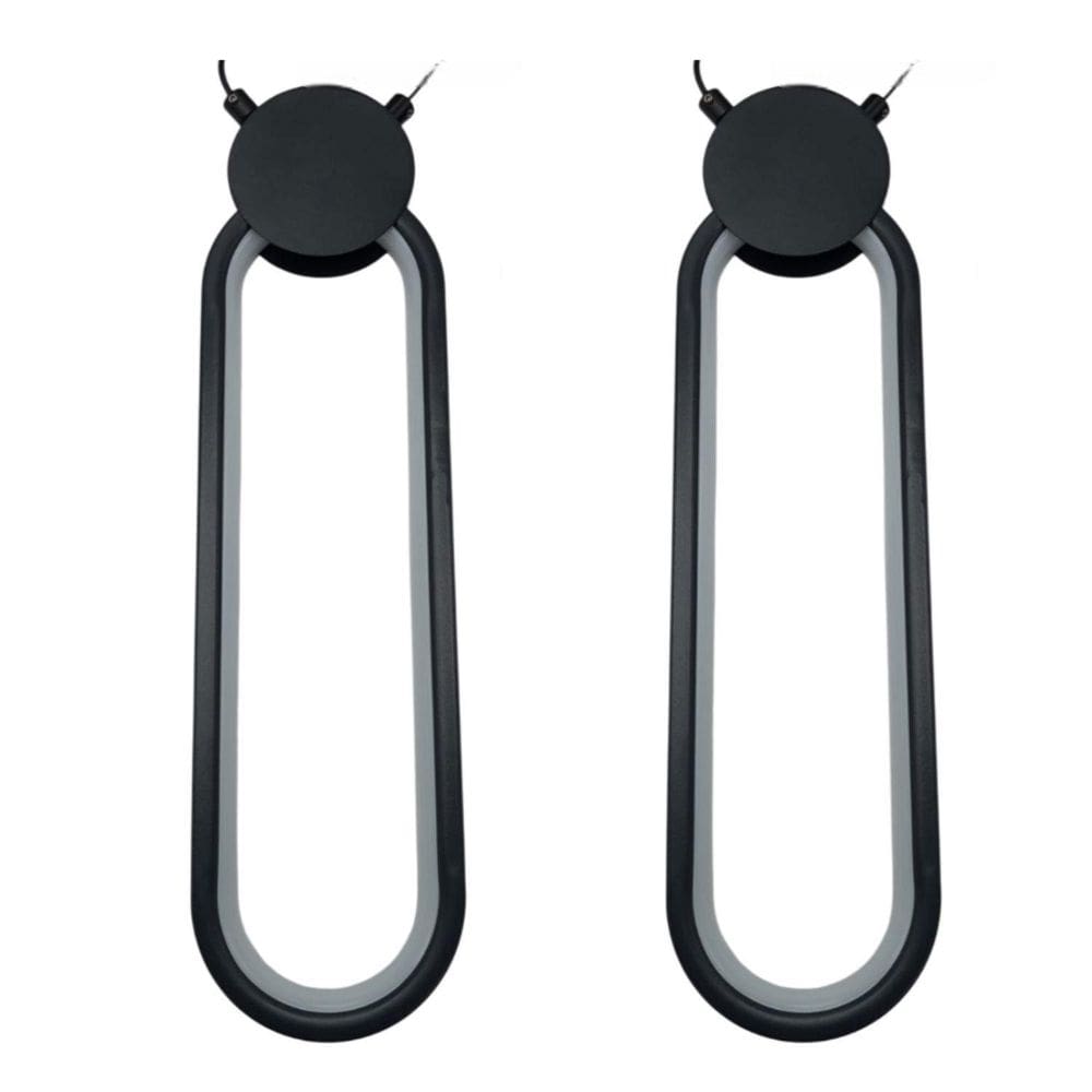 Par Lustre Pendente Oval Led Moderno - Preto