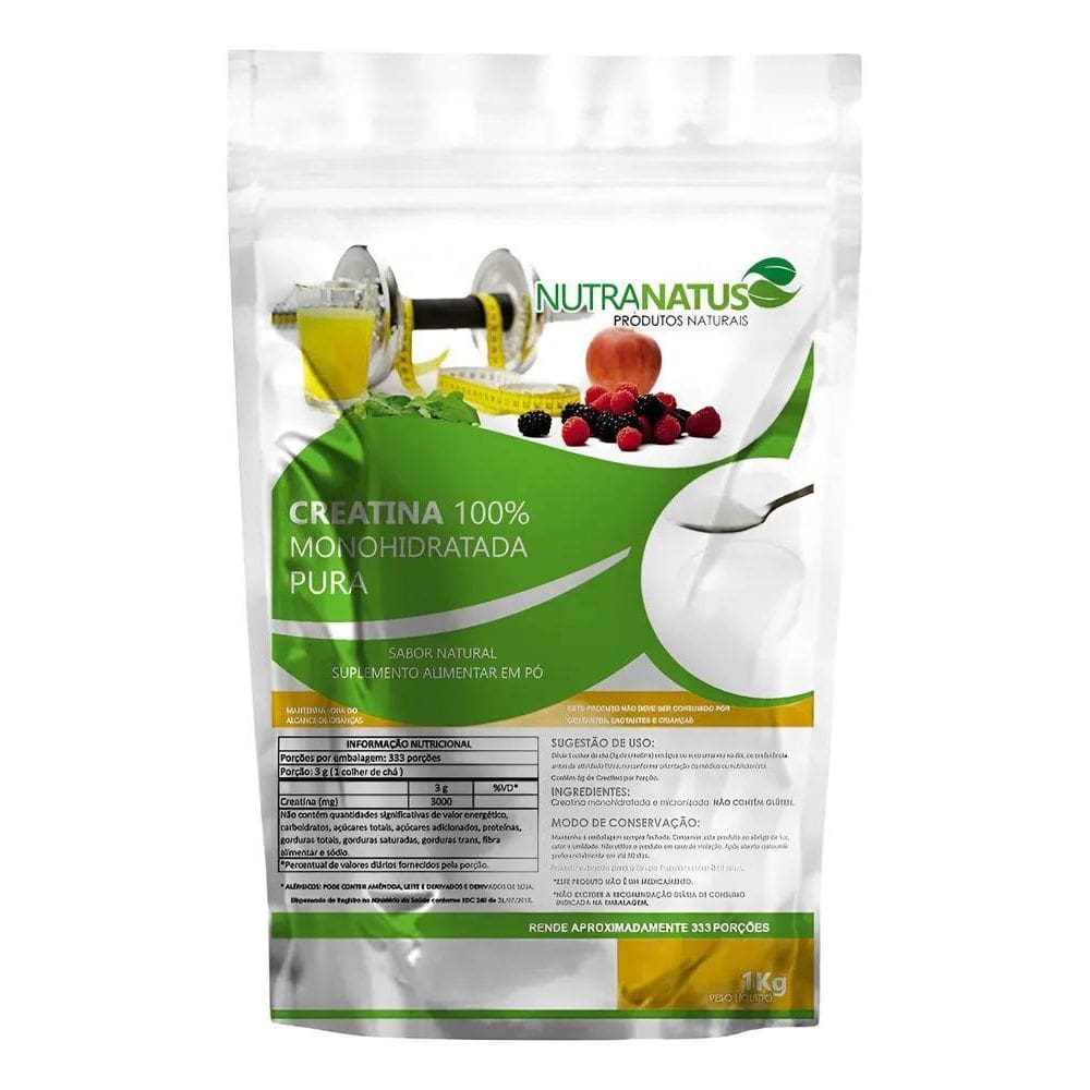 2X Creatina Nutra Natus Monohidratada 1Kg Em Pó
